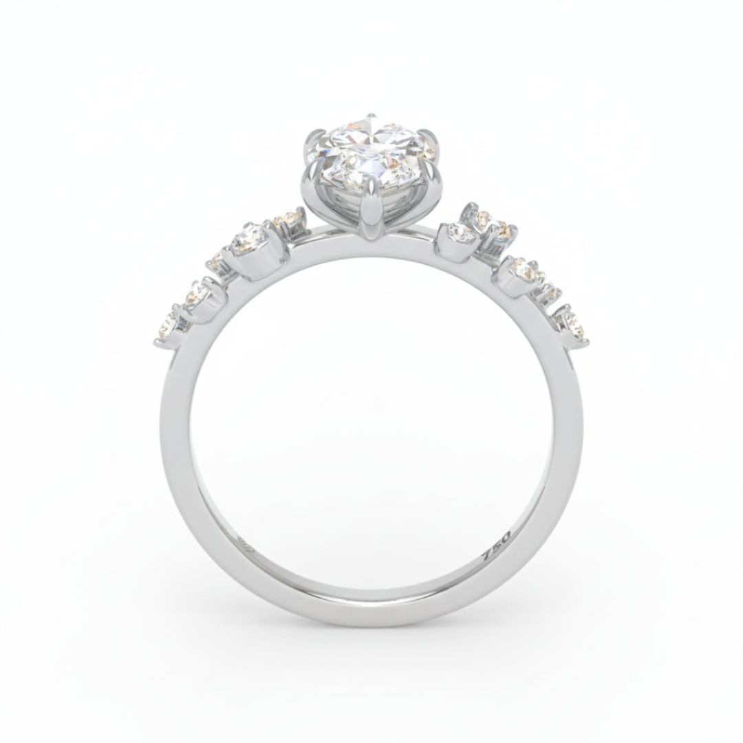 Lina Marquise Cut Diamond Engagement Ring With Diamond Accent Band