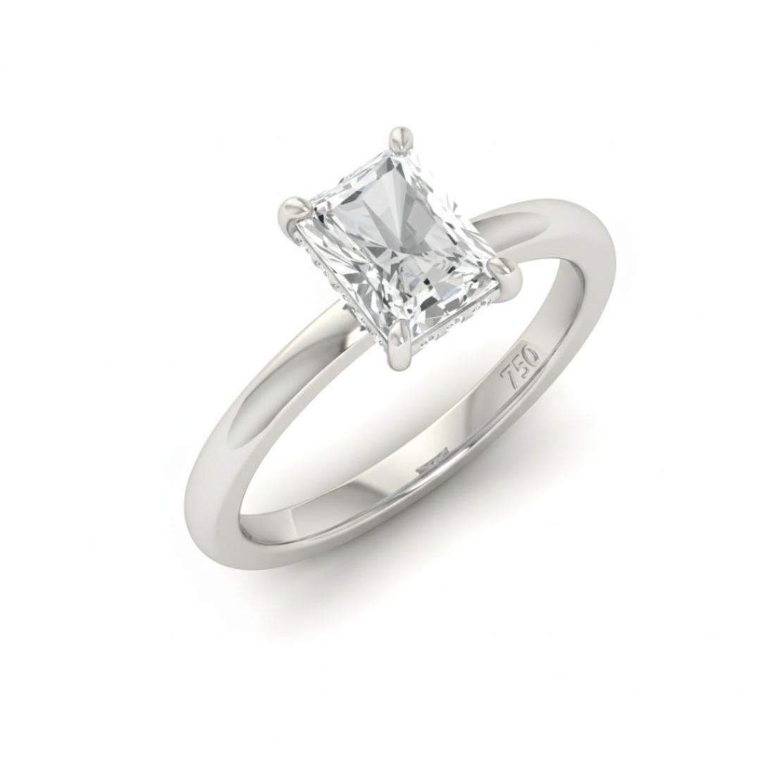 Kiara Radiant Cut Diamond With Hidden Halo Engagement Ring