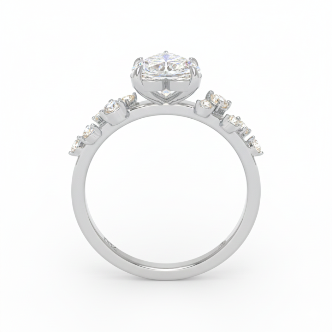 Lina Heart Cut Diamond Engagement Ring With Diamond Accent Band