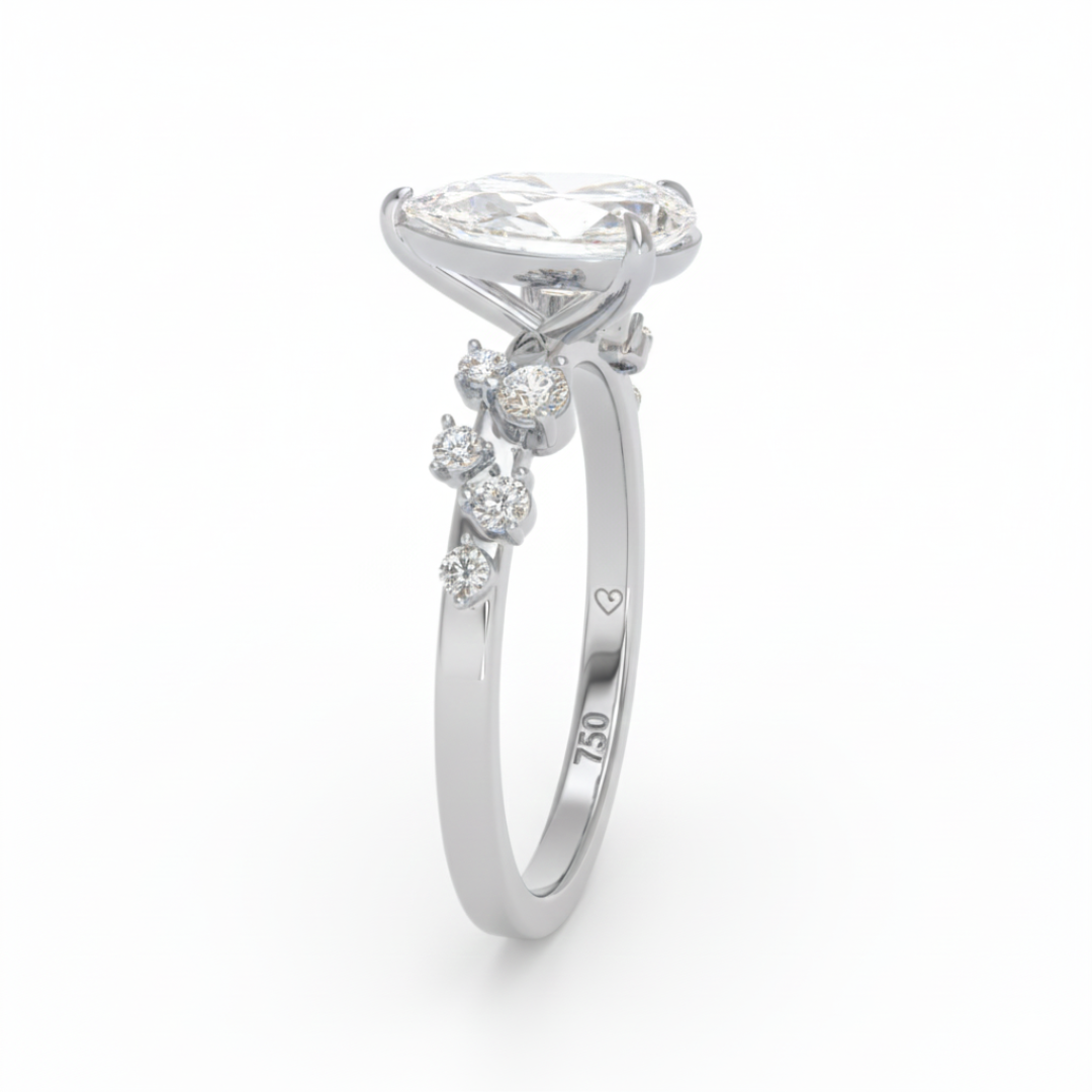 Lina Pear Cut Diamond Engagement Ring With Diamond Accent Band