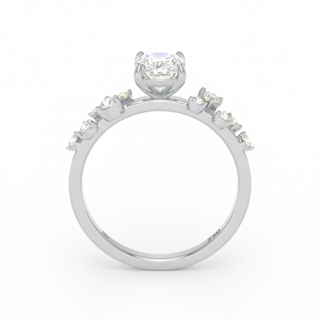 Lina Cushion Cut Diamond Engagement Ring With Diamond Accent Band
