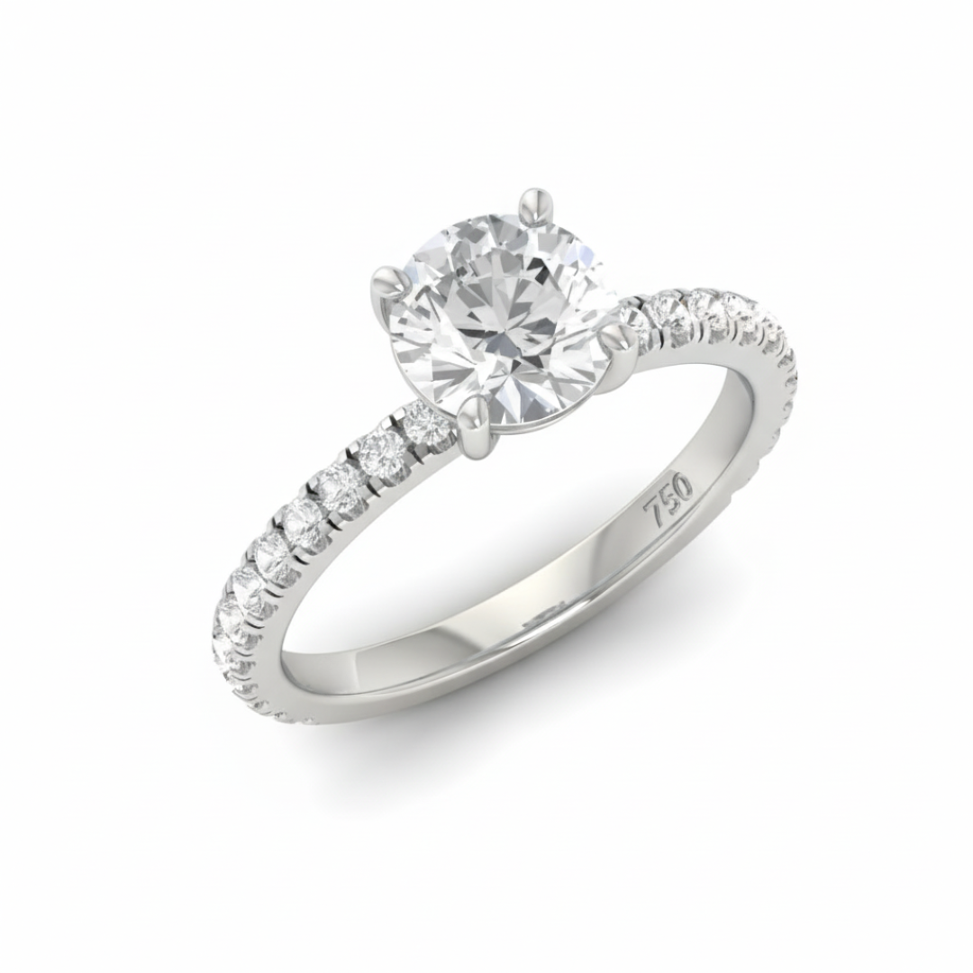 Athena Round With Diamond Band Engagement Ring