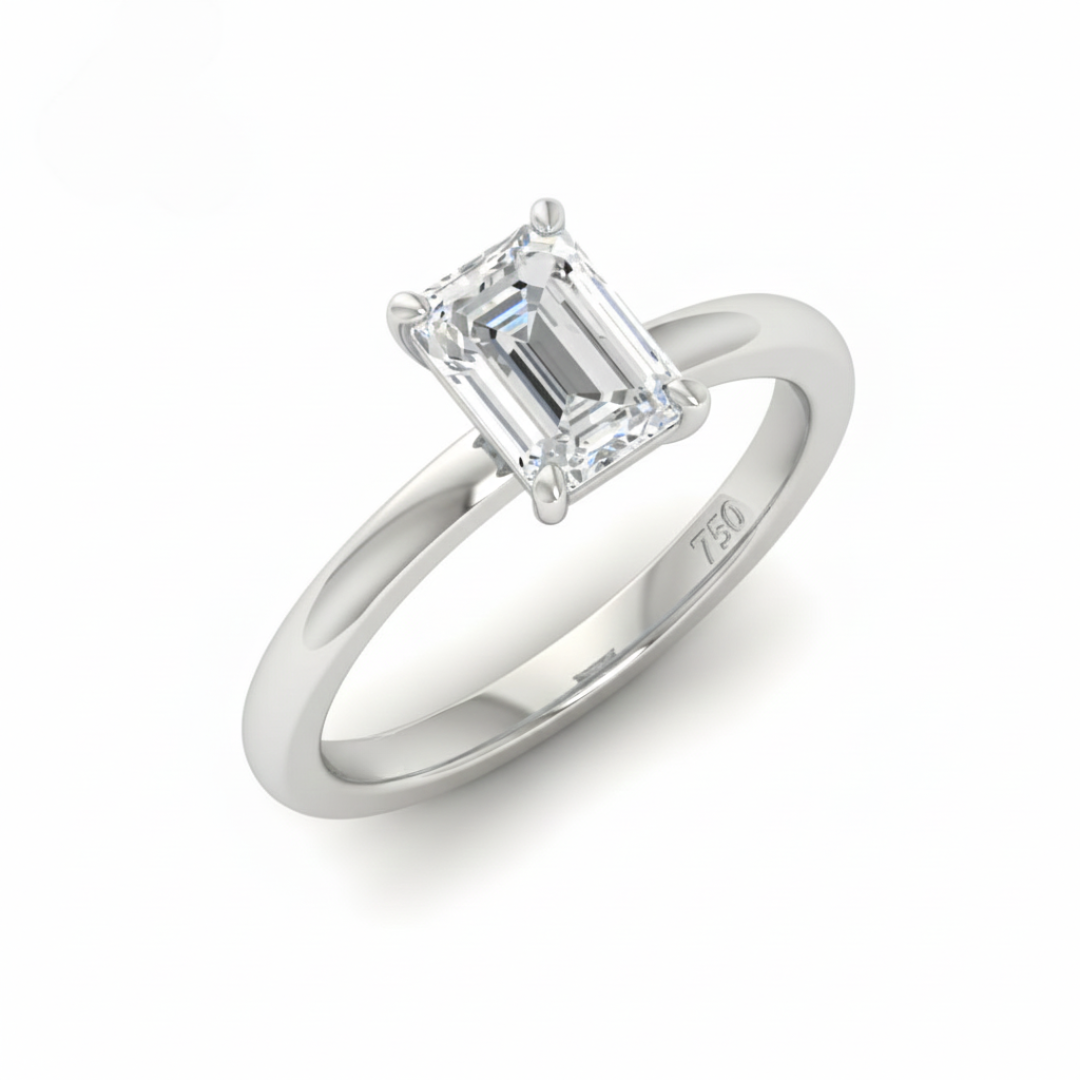 Anaya Solitaire Emerald Cut With Diamond Engagement Ring