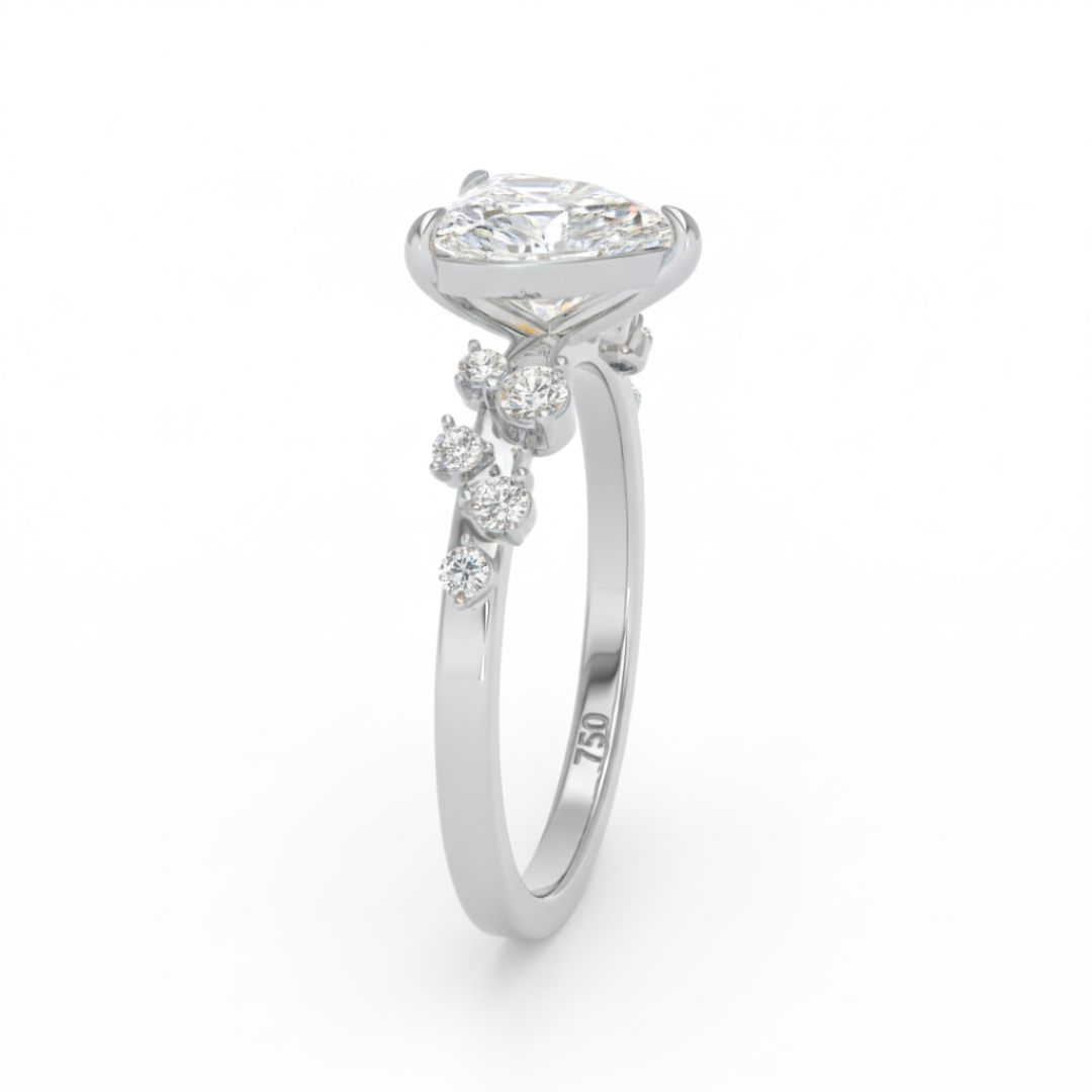 Lina Heart Cut Diamond Engagement Ring With Diamond Accent Band