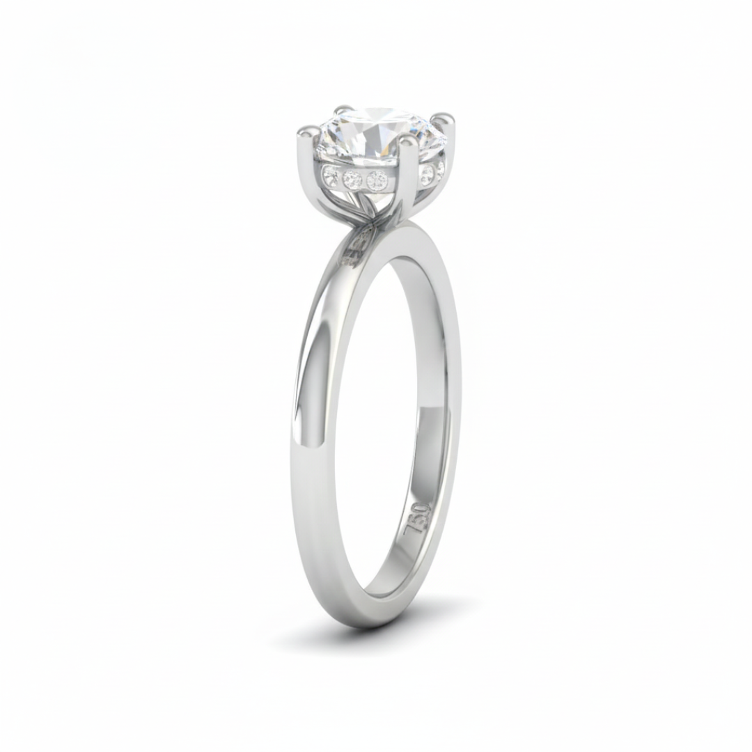 Kiara Round Cut Diamond With Hidden Halo Engagement Ring