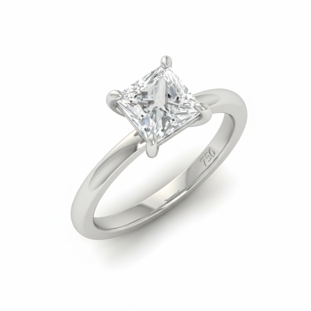 Anaya Solitaire Princess Cut With Diamond Engagement Ring