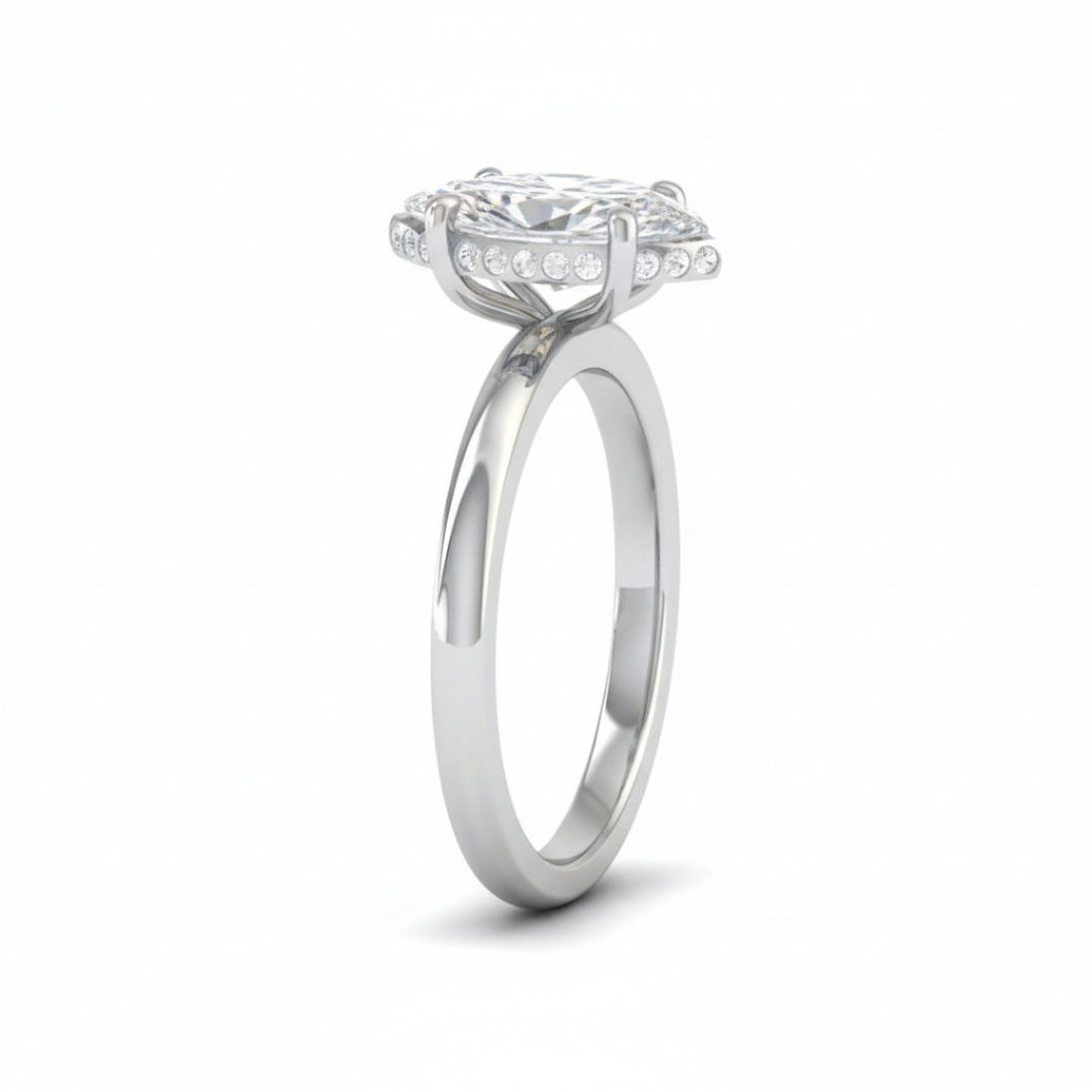 Kiara Marquise Cut Diamond With Hidden Halo Engagement Ring
