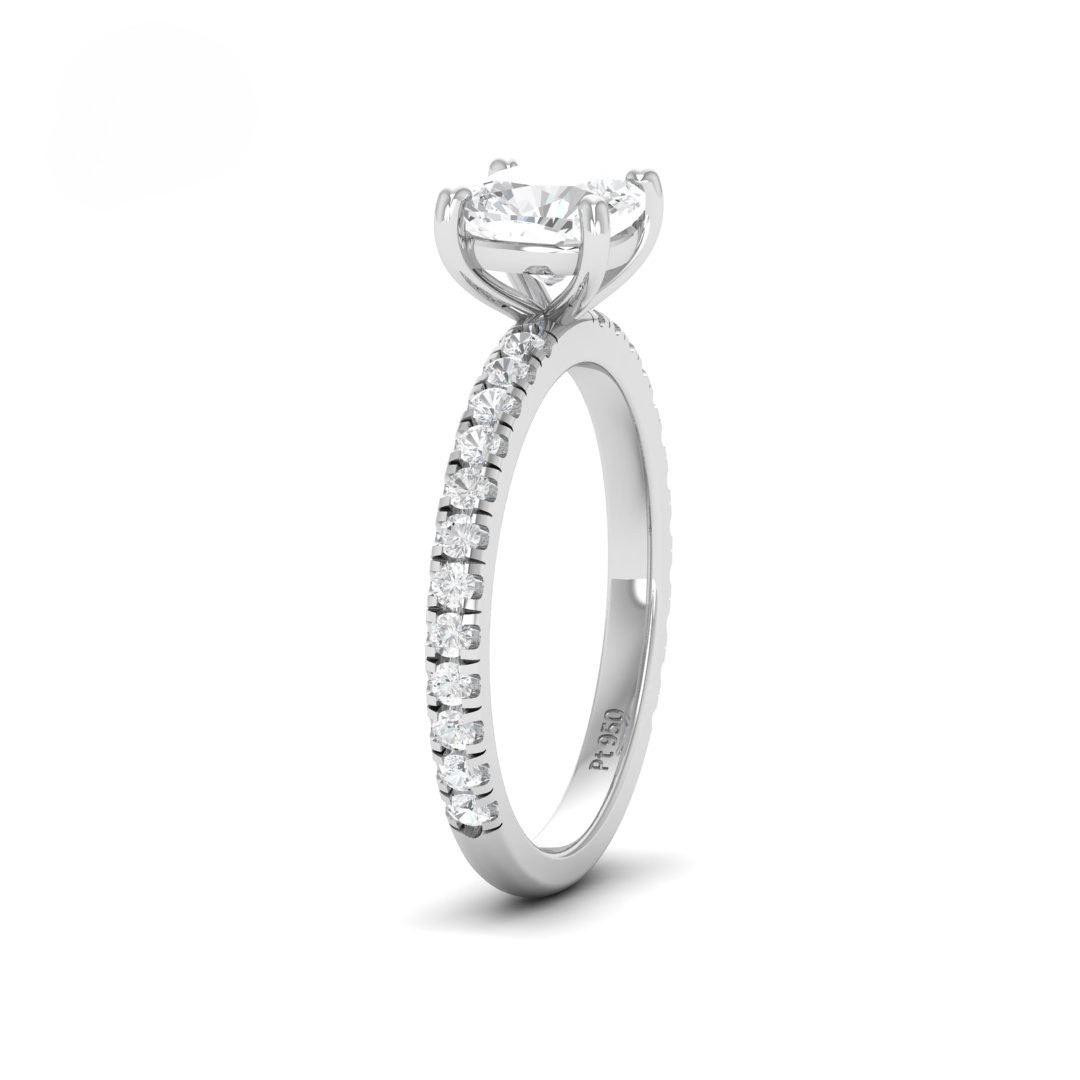 Athena Cushion With Diamond Band Engagement Ring