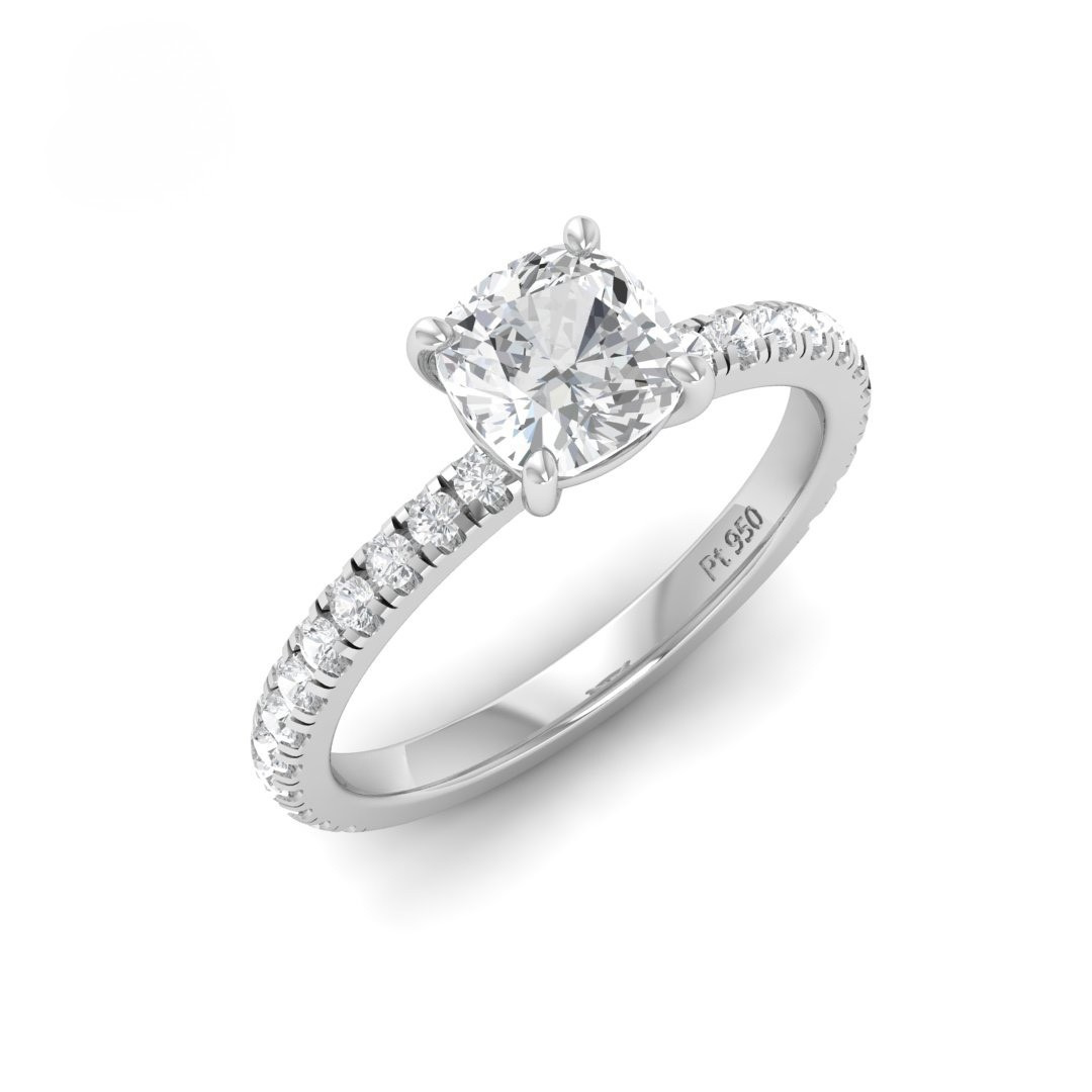 Athena Cushion With Diamond Band Engagement Ring