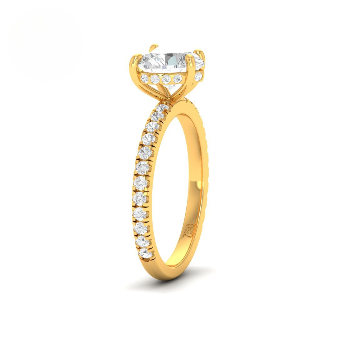 Lila Heart Cut Diamond Engagement Ring with Diamond Hidden Halo and Diamond Band