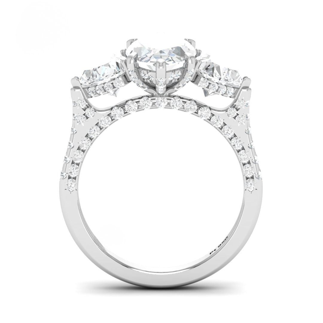 Vidhi Marquise Cut Diamond Engagement Ring with Heart Cut Side Diamonds and 3D Diamond Band