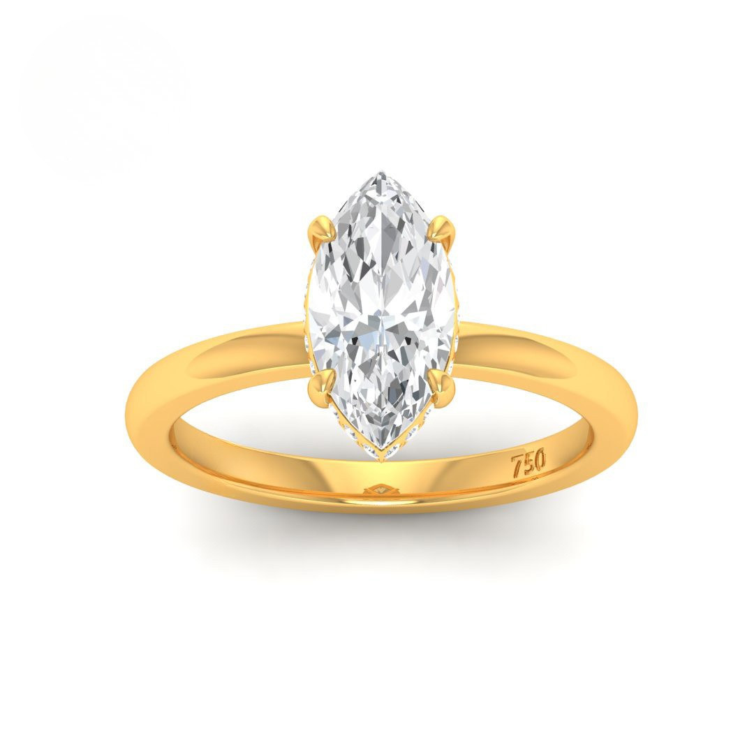 Kiara Marquise Cut Diamond With Hidden Halo Engagement Ring