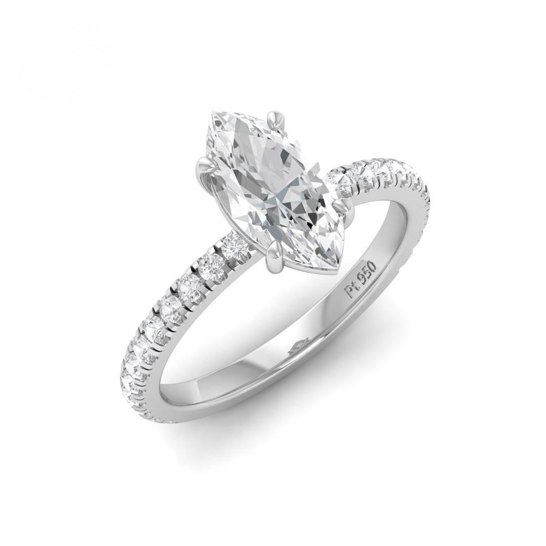 Athena Marquise With Diamond Band Engagement Ring