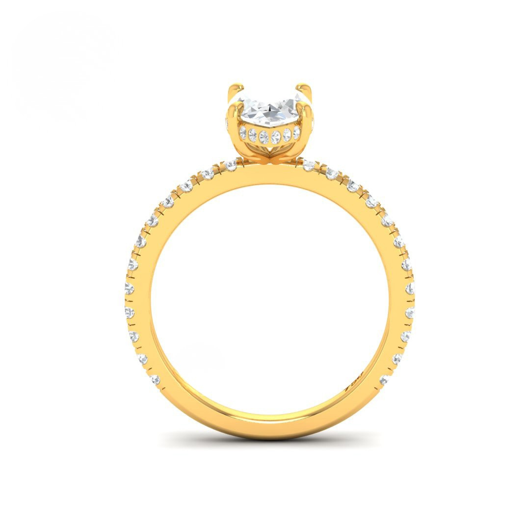 Lila Marquise Cut Diamond Engagement Ring with Diamond Hidden Halo and Diamond Band