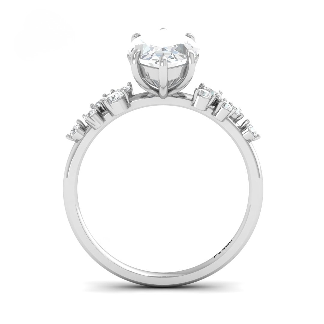 Lina Marquise Cut Diamond Engagement Ring With Diamond Accent Band