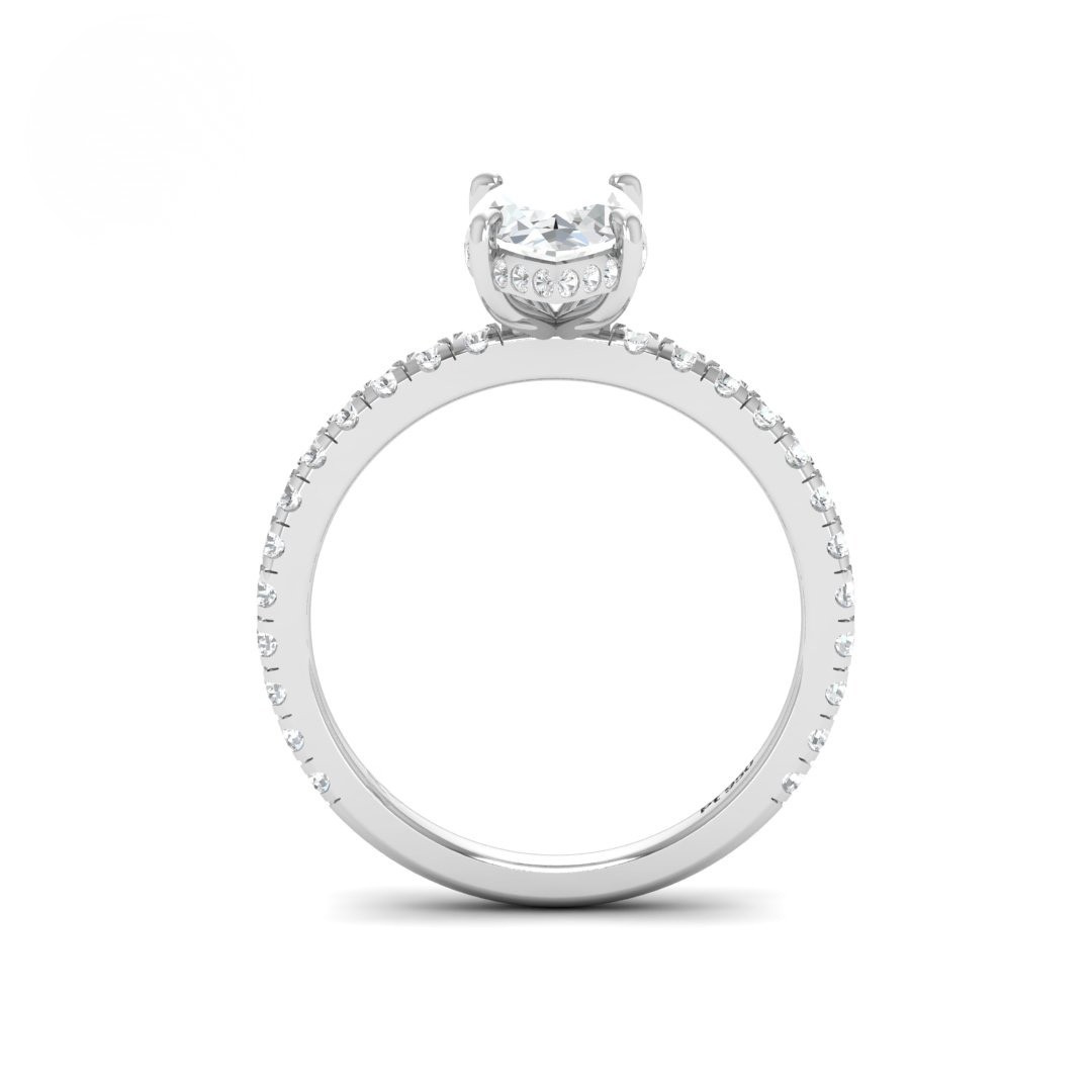 Lila Marquise Cut Diamond Engagement Ring with Diamond Hidden Halo and Diamond Band
