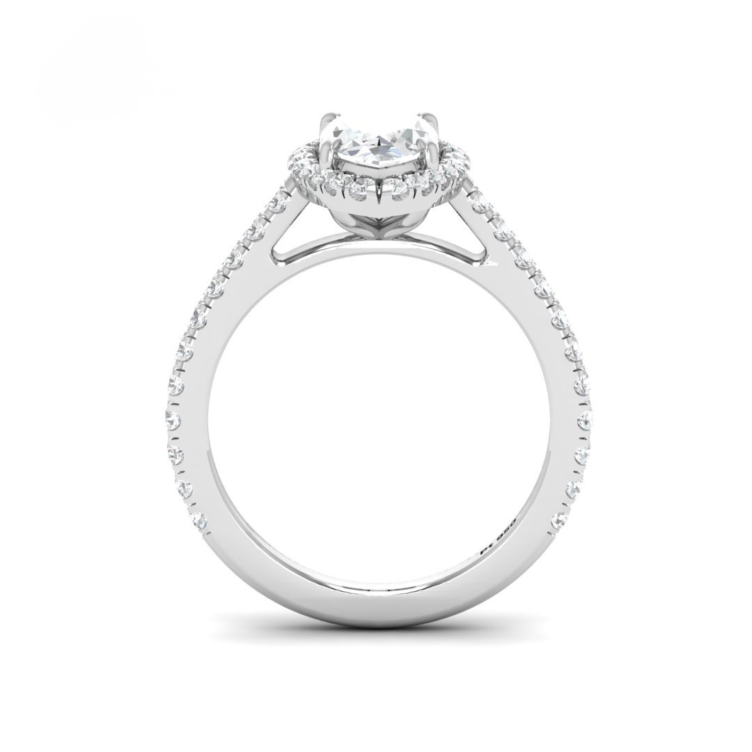 Belle Marquise Cut Diamond Engagement Ring with Diamond Halo & Diamond Band