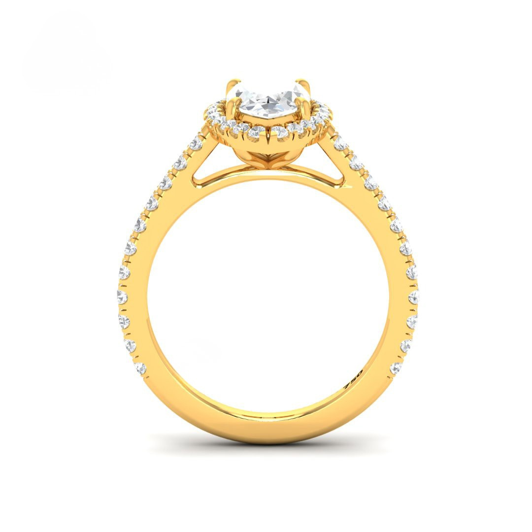 Belle Marquise Cut Diamond Engagement Ring with Diamond Halo & Diamond Band