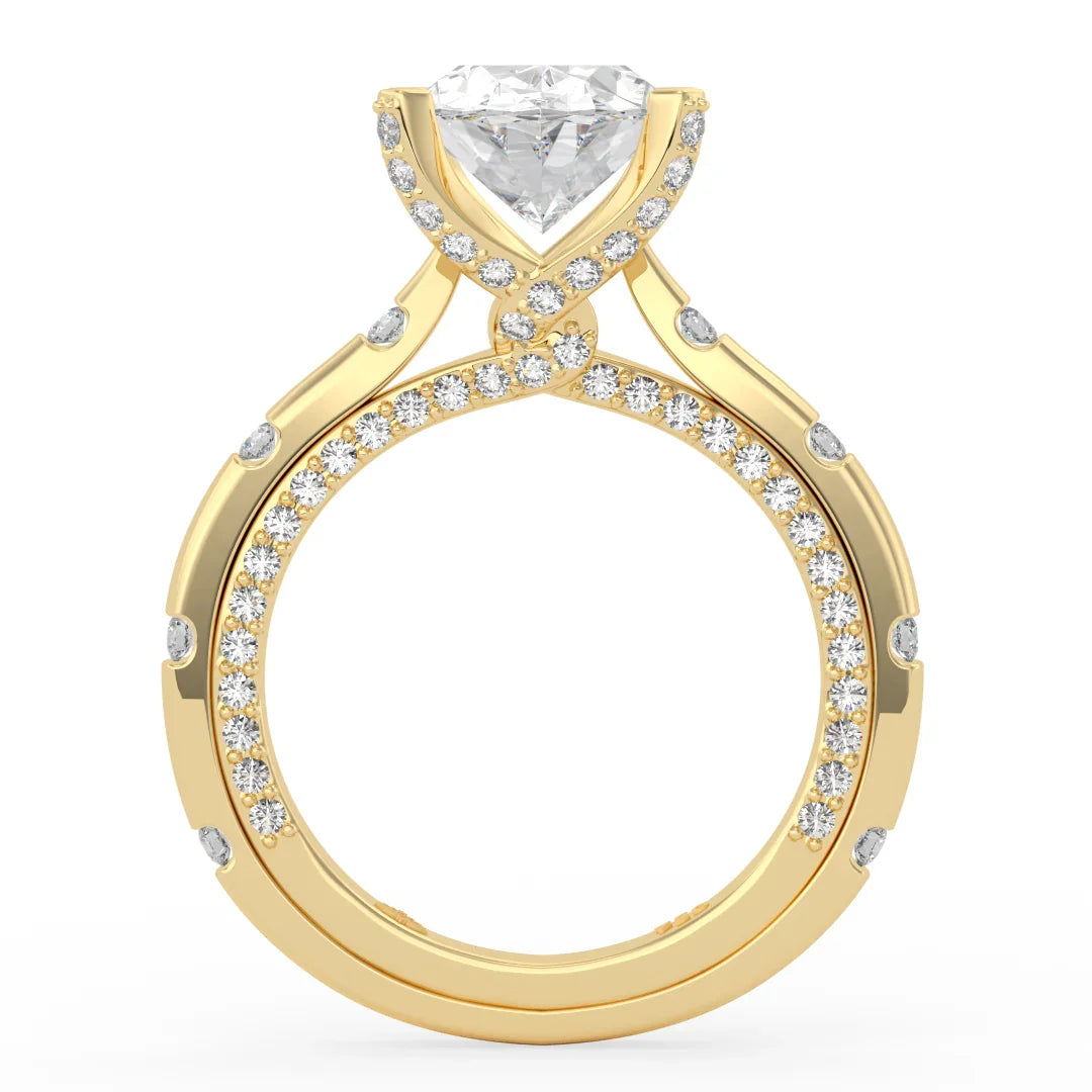 Sophia Oval Diamond Ring with Marquise Band