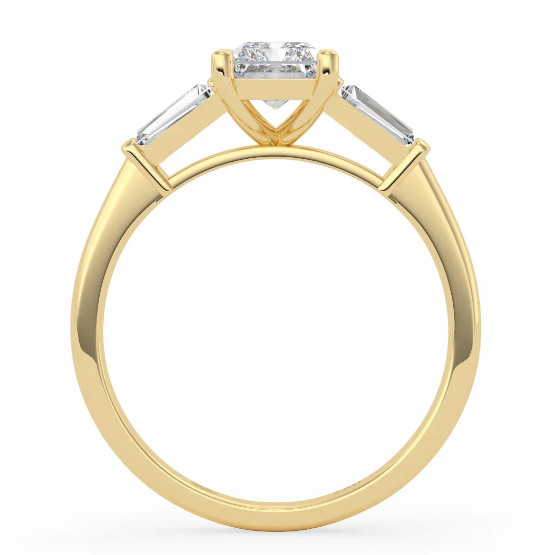 Aurora Radiant Diamond Ring with Tapered Baguette Accents