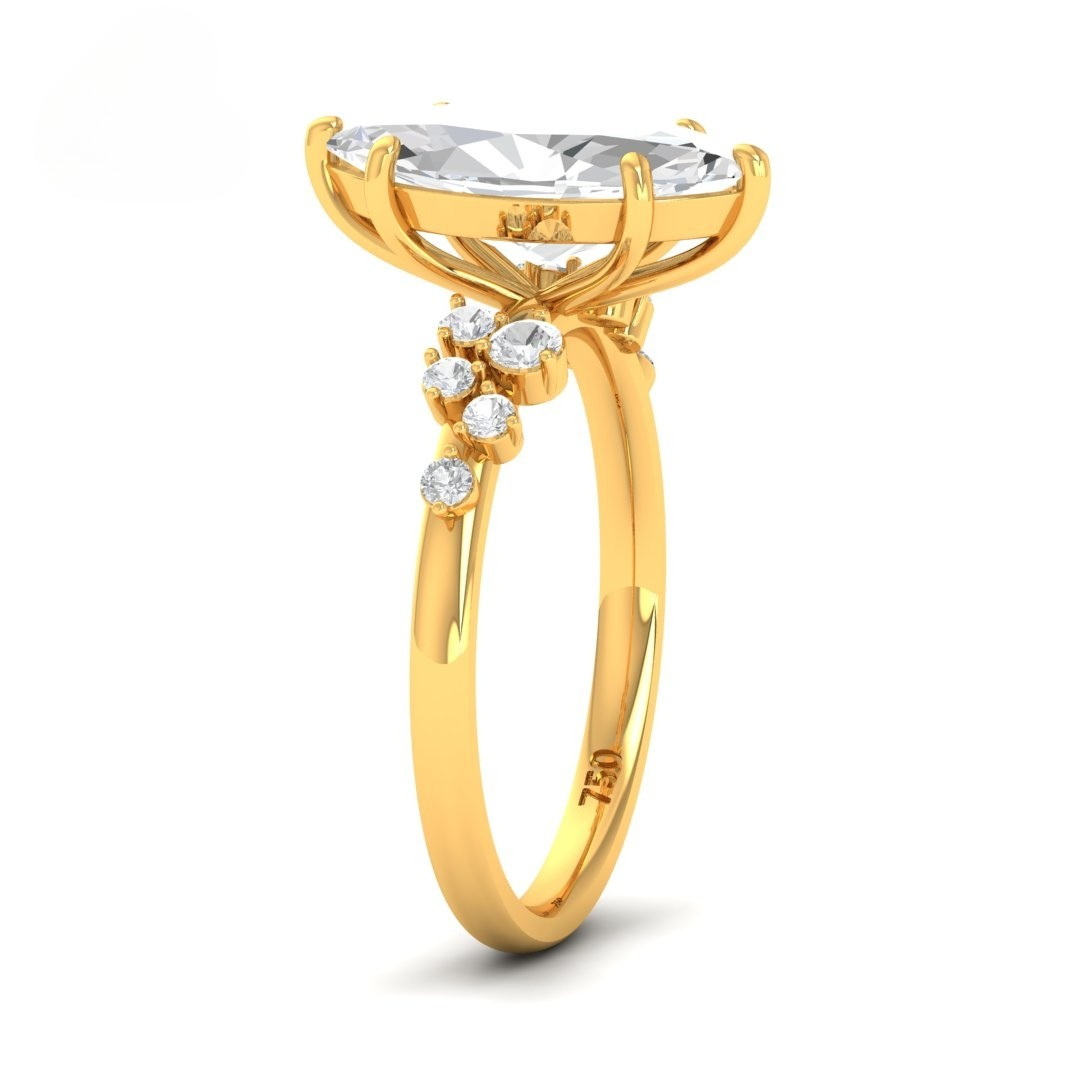 Lina Marquise Cut Diamond Engagement Ring With Diamond Accent Band
