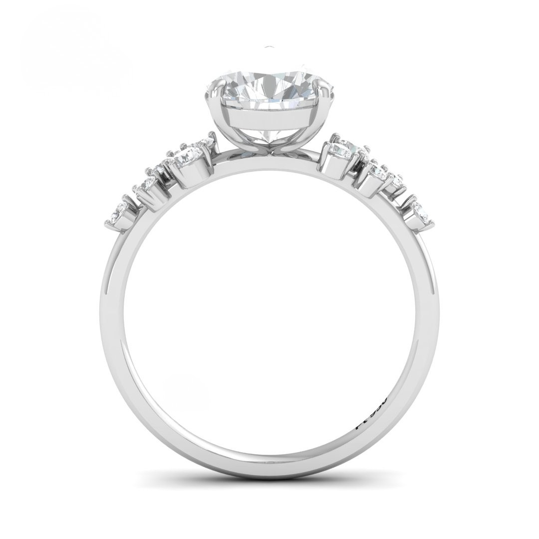 Lina Pear Cut Diamond Engagement Ring With Diamond Accent Band