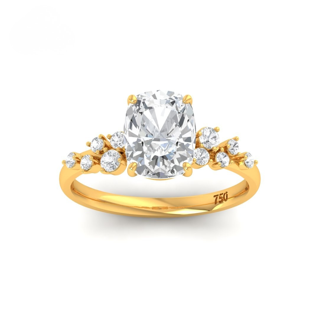 Lina Cushion Cut Diamond Engagement Ring With Diamond Accent Band