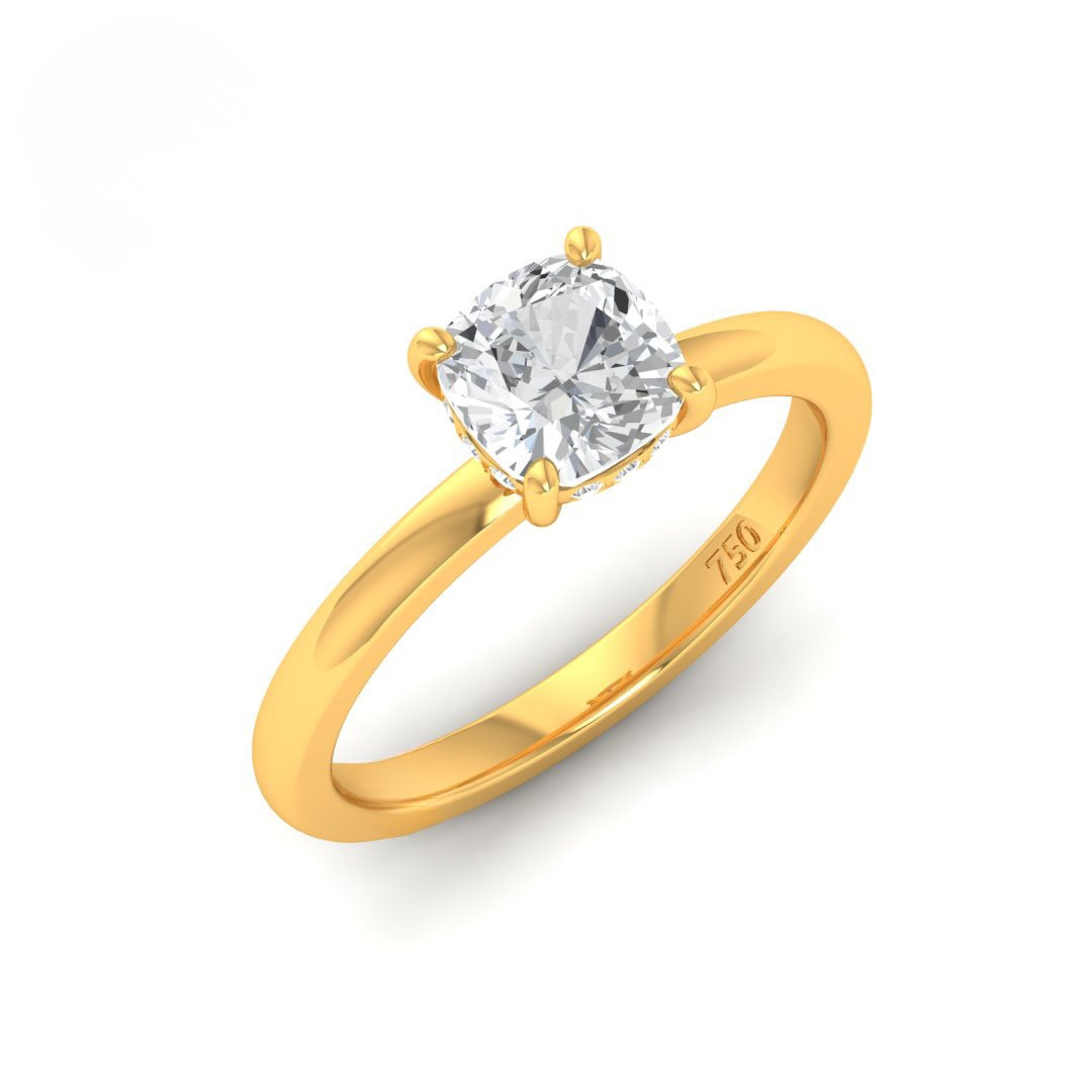 Kiara Cushion Cut Diamond With Hidden Halo Engagement Ring