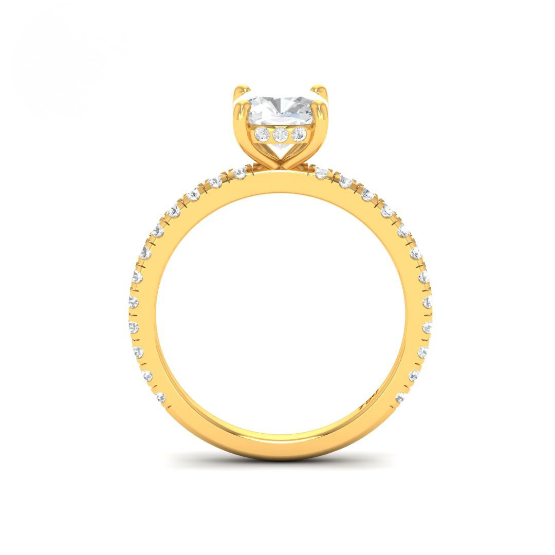 Lila Cushion Cut Diamond Engagement Ring with Diamond Hidden Halo and Diamond Band