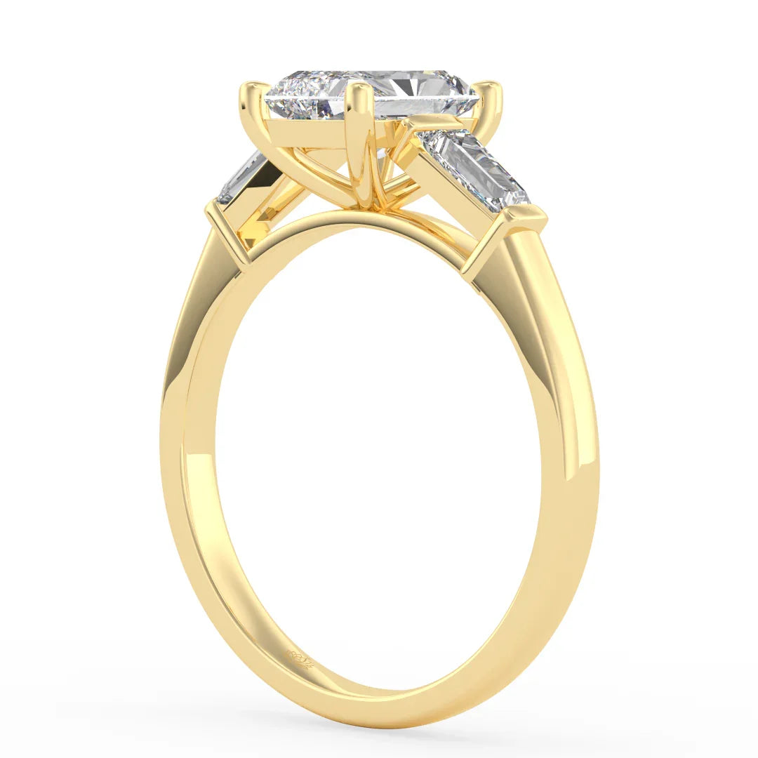 Aurora Radiant Diamond Ring with Tapered Baguette Accents