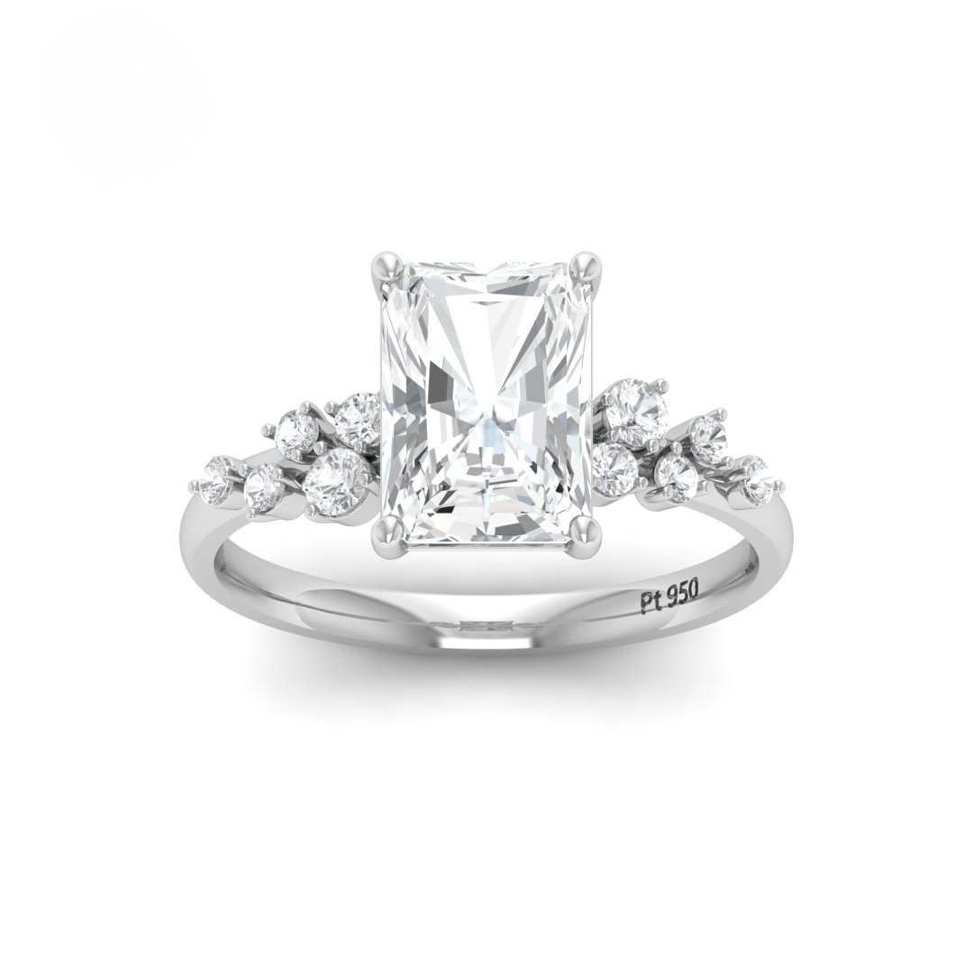 Lina Radiant Cut Diamond Engagement Ring With Diamond Accent Band
