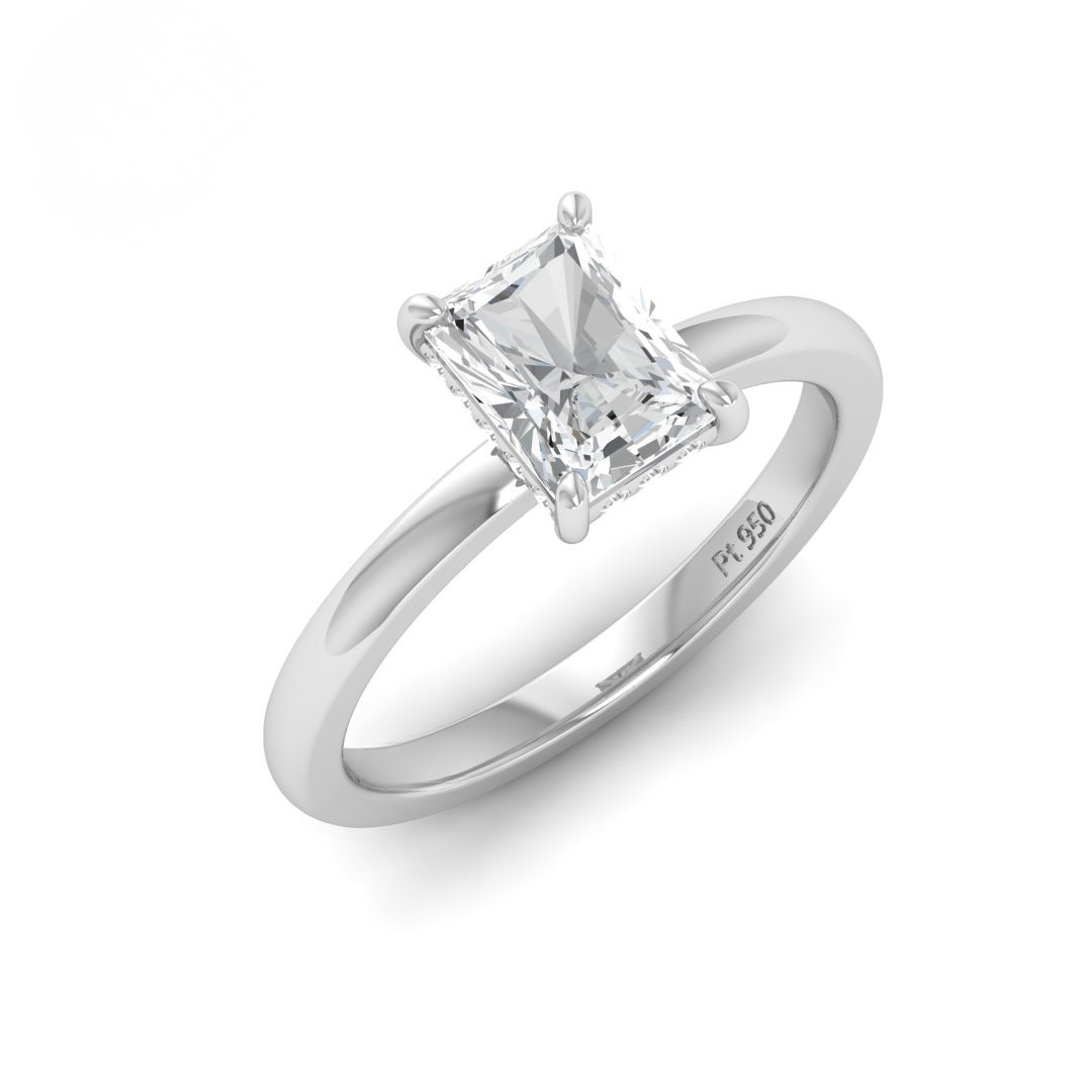 Kiara Radiant Cut Diamond With Hidden Halo Engagement Ring