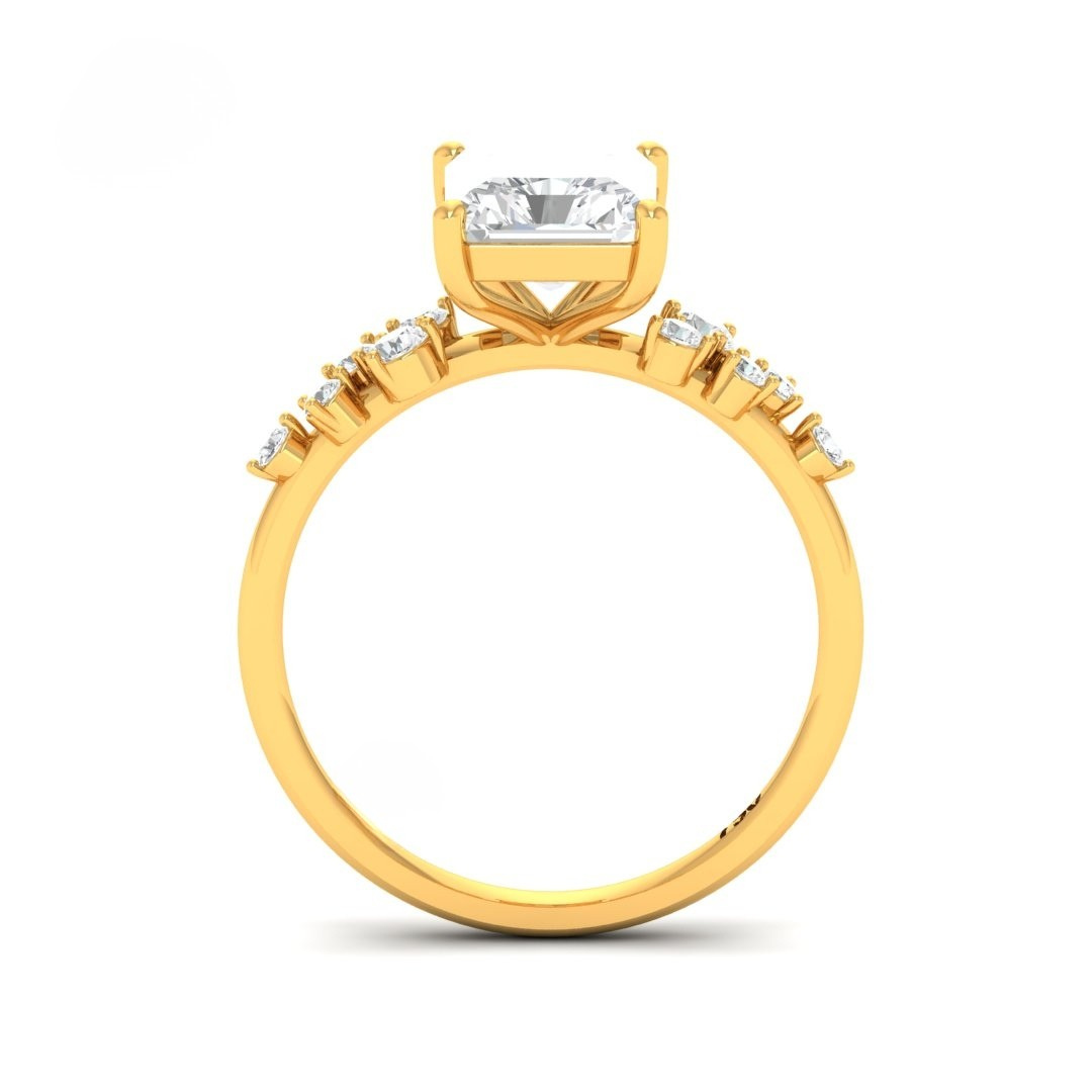 Lina Radiant Cut Diamond Engagement Ring With Diamond Accent Band
