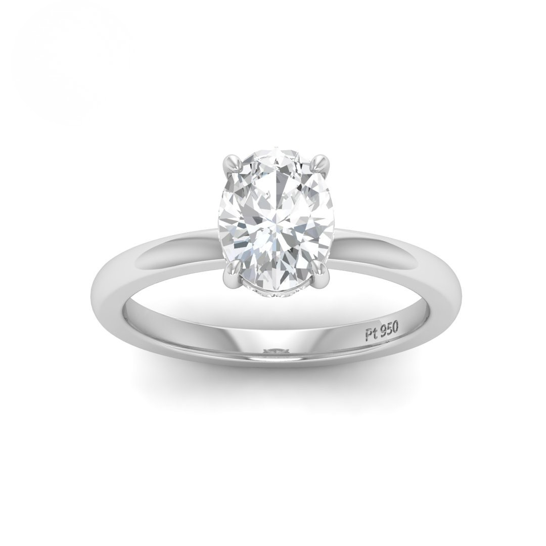 Kiara Oval Cut Diamond With Hidden Halo Engagement Ring