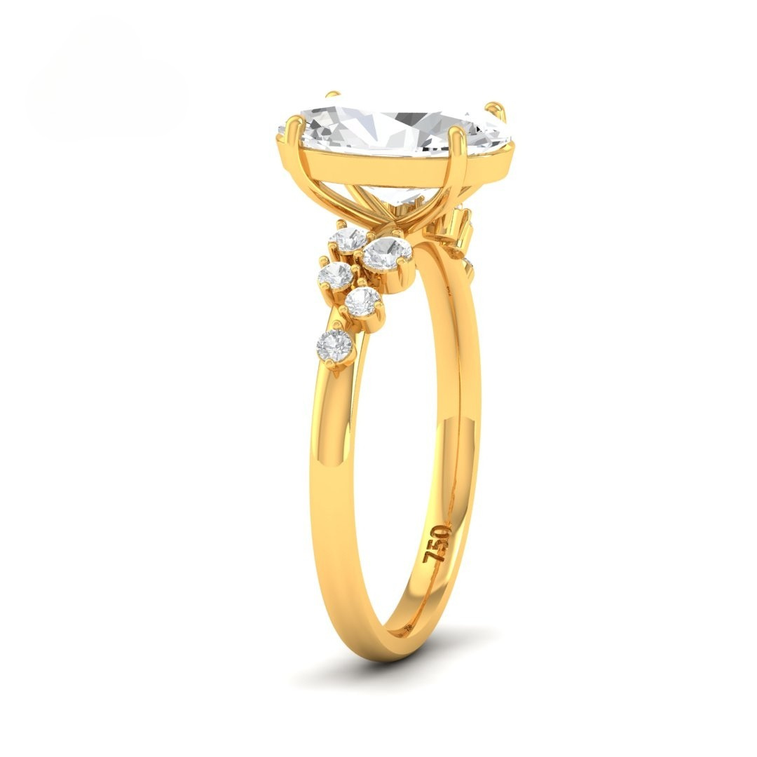 Lina Oval Cut Diamond Engagement Ring With Diamond Accent Band