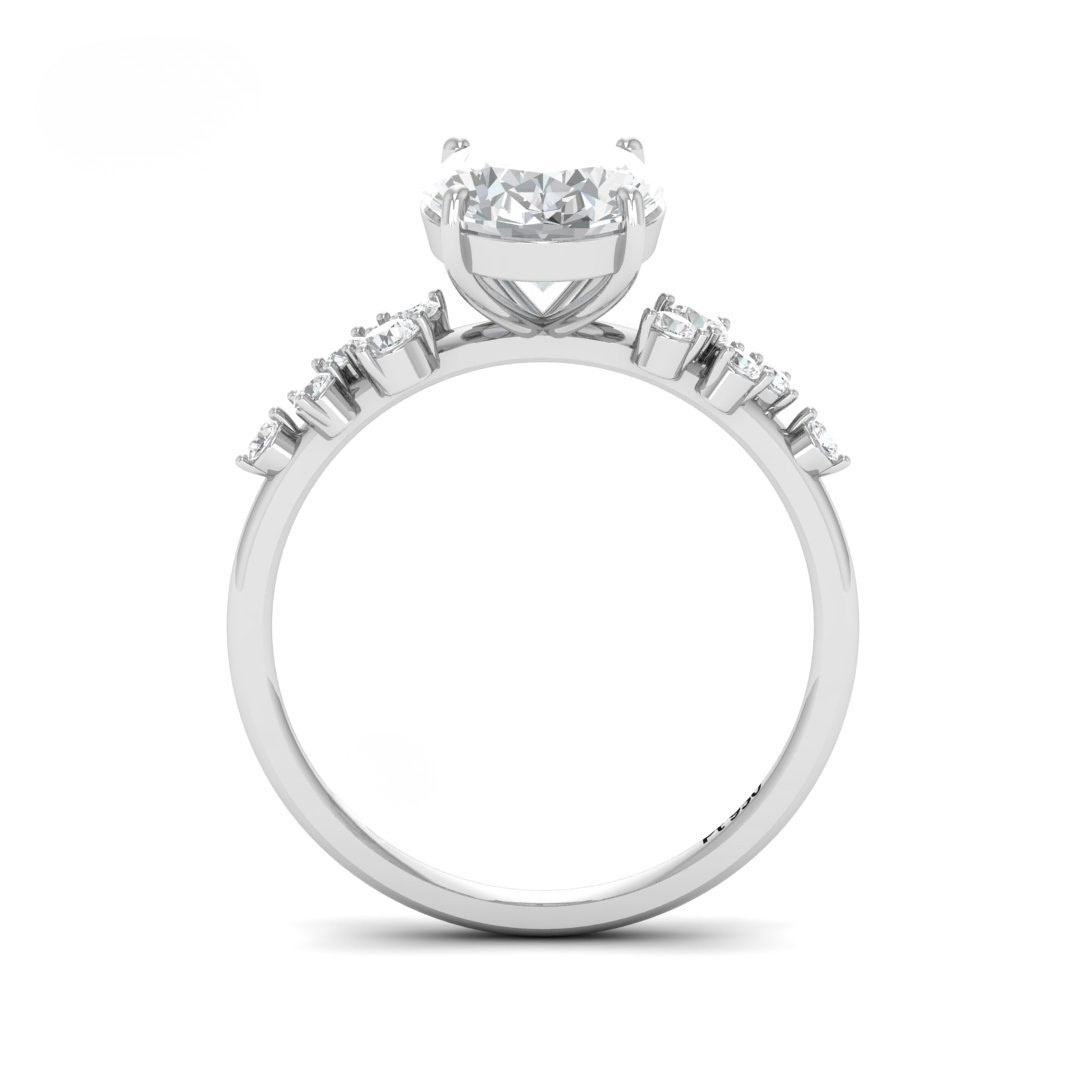 Lina Oval Cut Diamond Engagement Ring With Diamond Accent Band