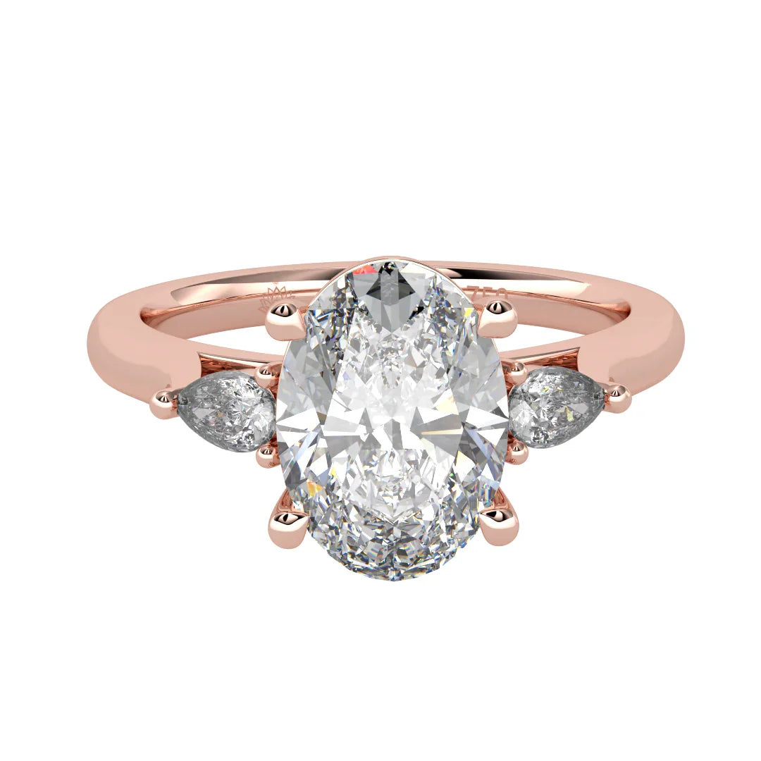 Isla Oval Diamond Ring with Pear Side Stones