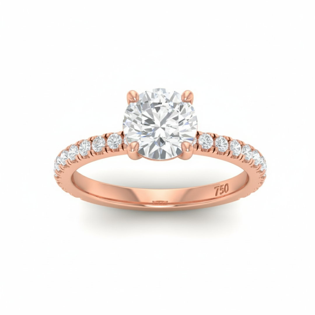 Athena Round With Diamond Band Engagement Ring
