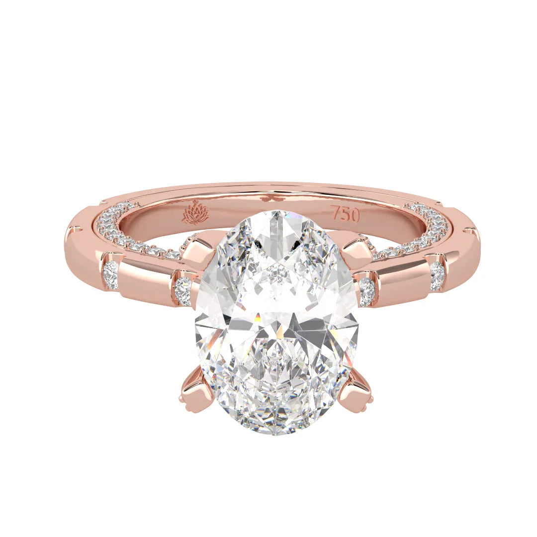 Sophia Oval Diamond Ring with Marquise Band