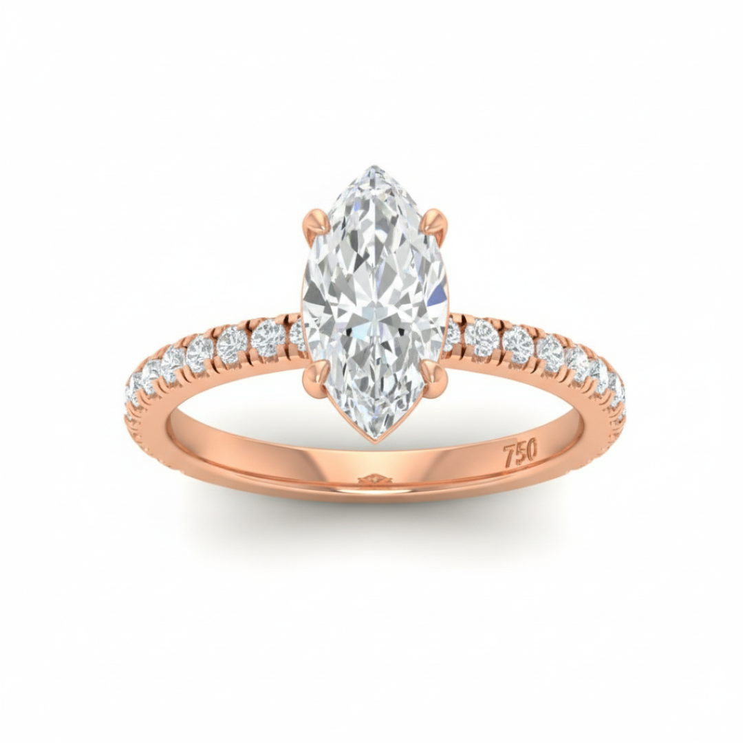 Athena Marquise With Diamond Band Engagement Ring