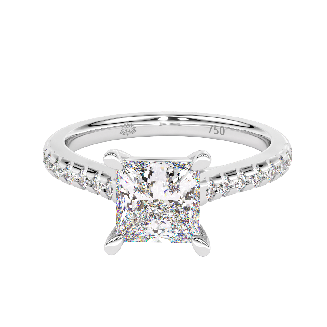 Antoinette Princess With Diamond Band Engagement Ring