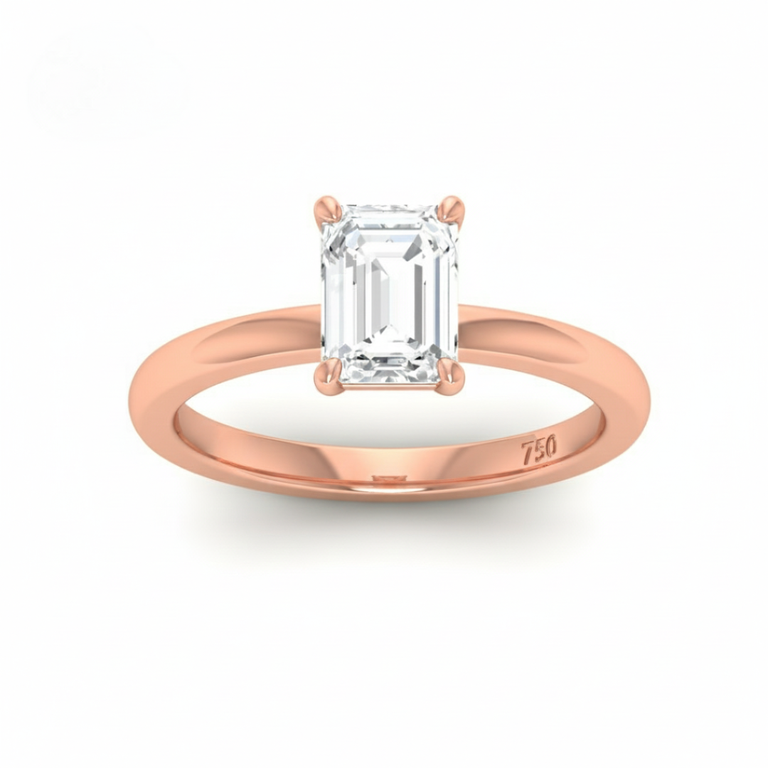 Anaya Solitaire Emerald Cut With Diamond Engagement Ring