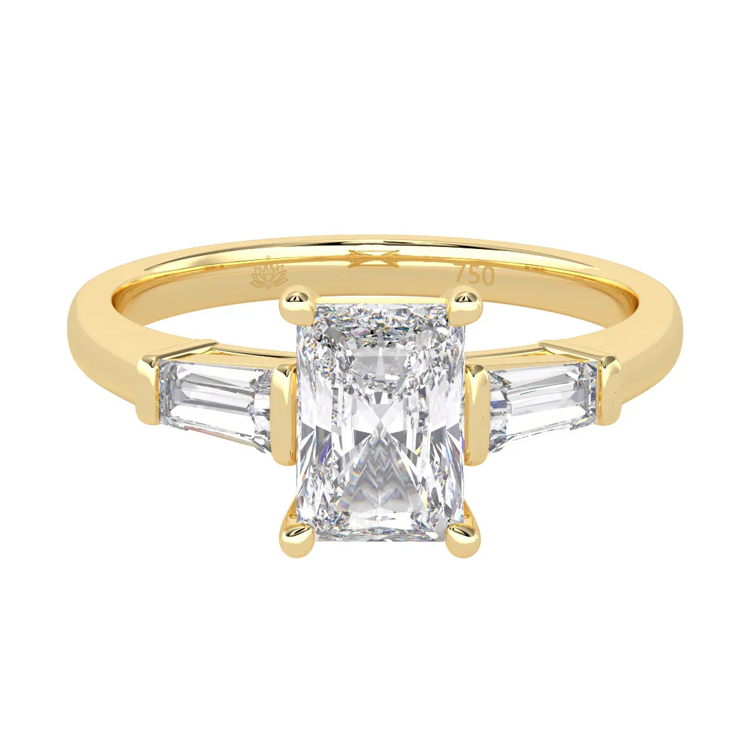 Aurora Radiant Diamond Ring with Tapered Baguette Accents