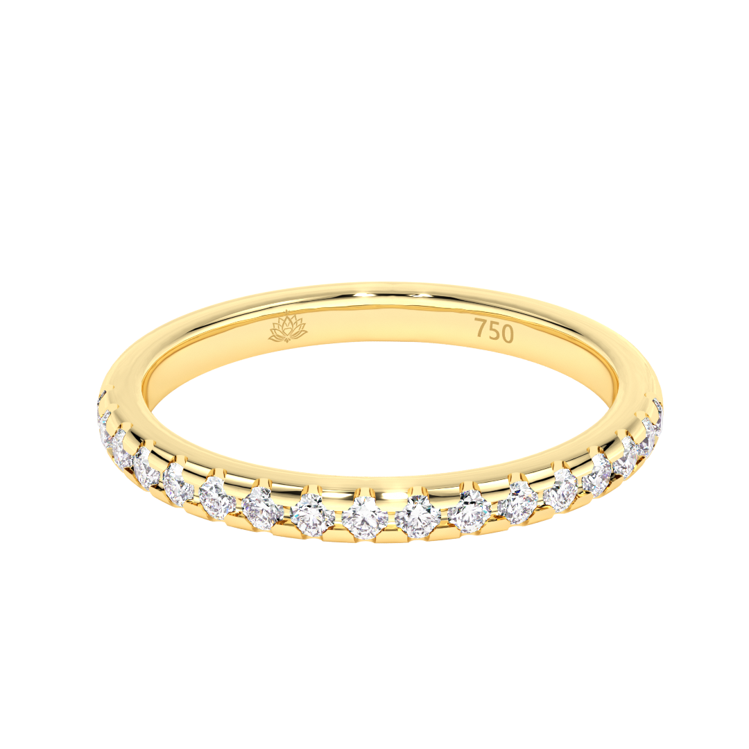 Delphine Round Brilliant Cut Gold Diamond Wedding Band
