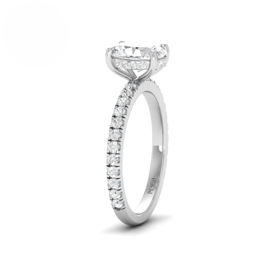 Lila Oval Cut Diamond Engagement Ring with Diamond Hidden Halo and Diamond Band