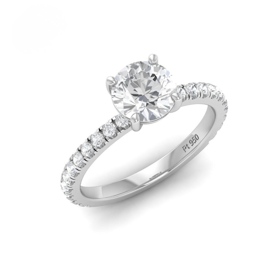 Athena Round With Diamond Band Engagement Ring
