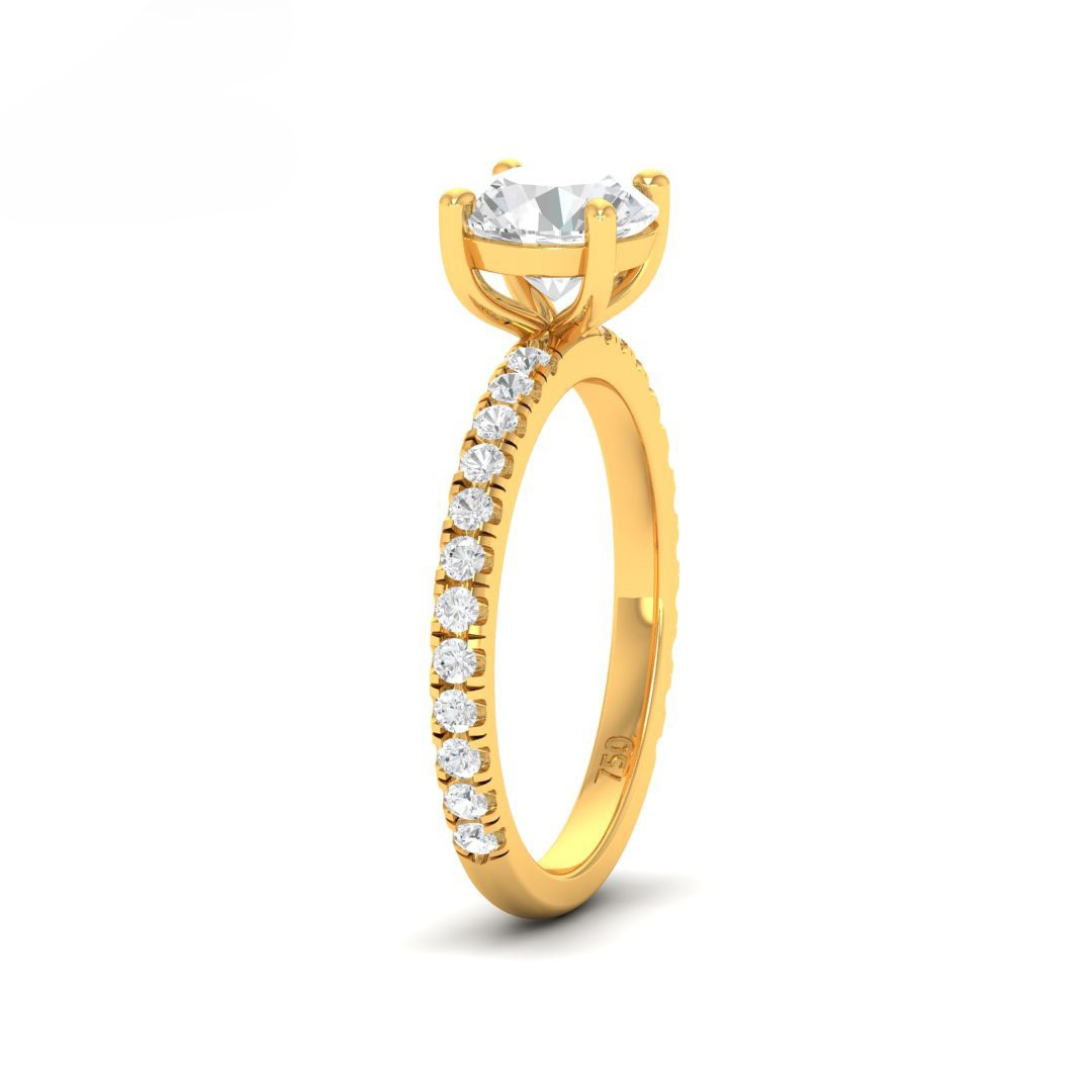 Athena Round With Diamond Band Engagement Ring