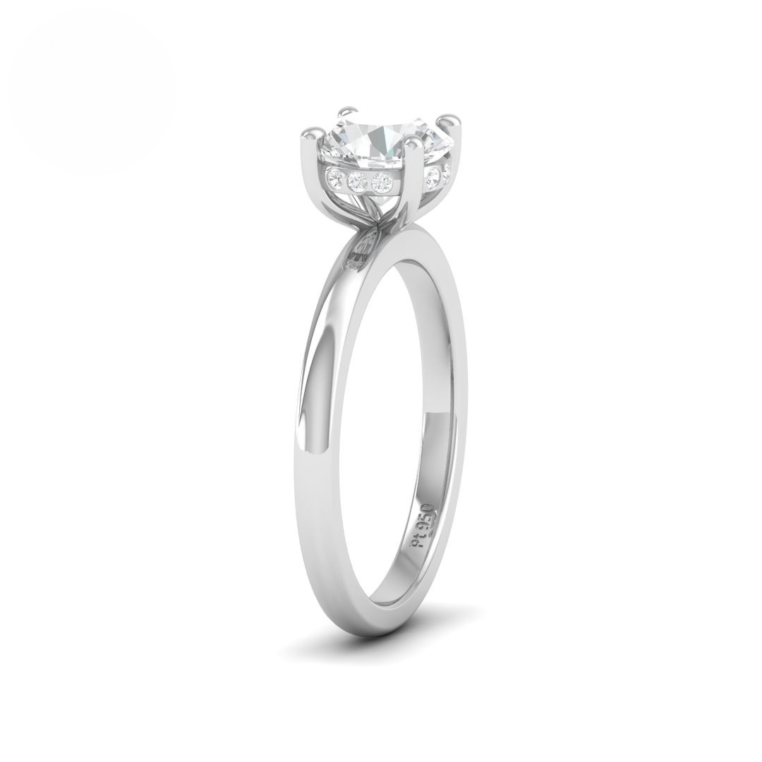 Kiara Round Cut Diamond With Hidden Halo Engagement Ring