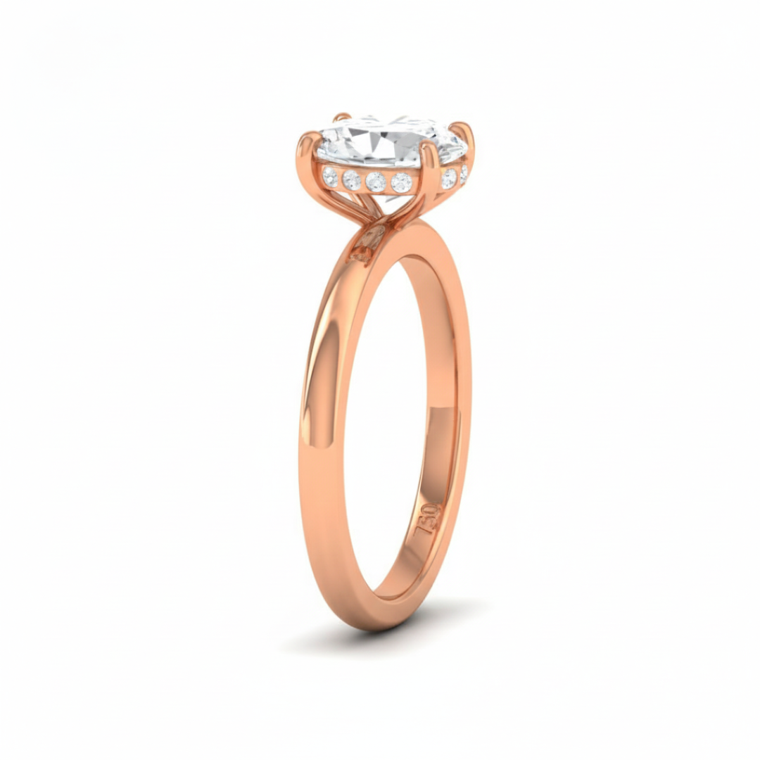 Kiara Oval Cut Diamond With Hidden Halo Engagement Ring
