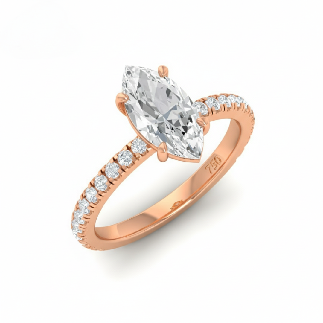 Athena Marquise With Diamond Band Engagement Ring